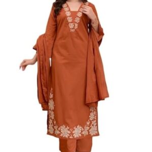 Klosia Women Solid Embroidery Kurta and pant set With Dupatta