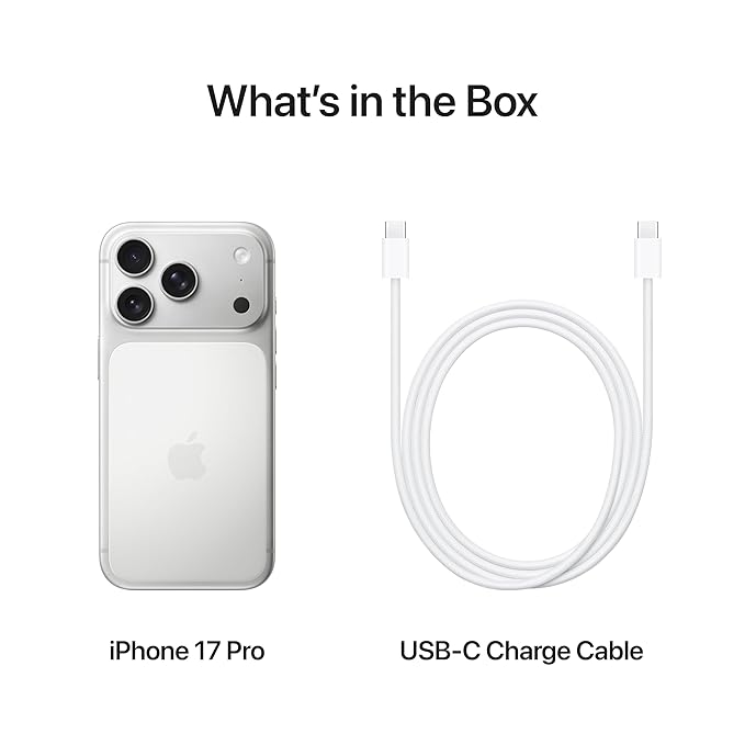 Apple iPhone 17 Pro 512 GB: 15.93 cm (6.3″) Display with Promotion up to 120Hz, A19 Pro Chip, Breakthrough Battery Life, Pro Fusion Camera System with Center Stage Front Camera; Silver