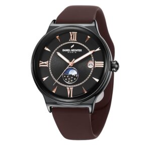 Daniel Hechter Paris Trocadero Collection Round Dial Watch for Men with Roman Indices, Stylish Silicone Strap, Water Resistant & Quartz Movement-DHM1012